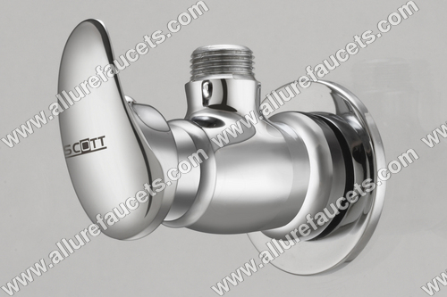 Angle Valve - Brass, Standard Size, Silver | Chrome Plated, Durable, Lever Handle, Wall Mounted, Leak Proof, Easy to Use