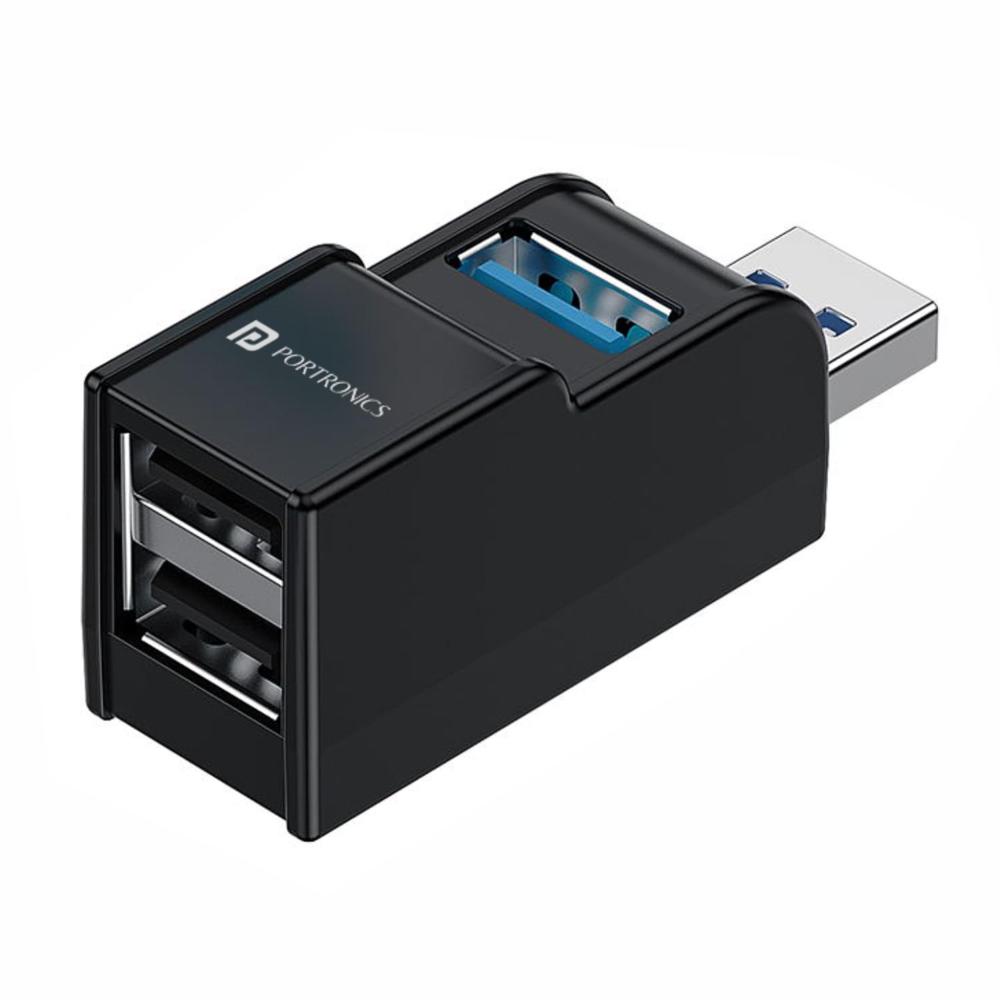 Portronics Mport 3A USB Hub Dock (3-in-1), Multiport Adapter with USB 3.0 & 2-