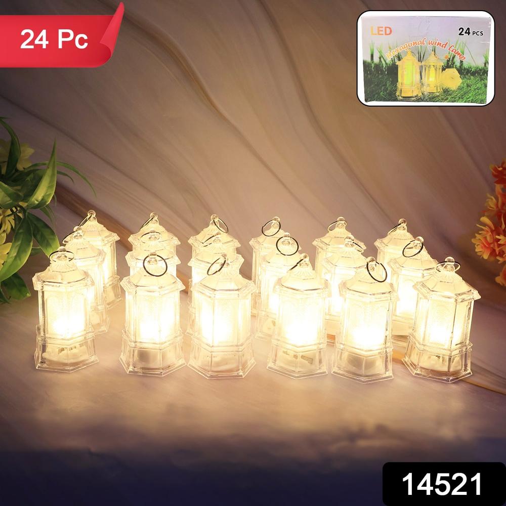 Set Of 24 Led Decorative Lantern Lights / Candle - Material: Plastic