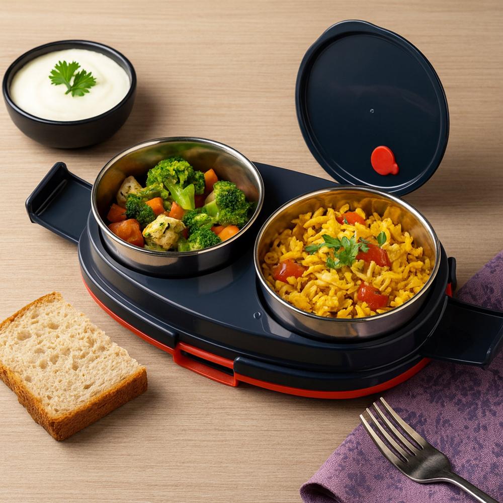 Orbit Electric Lunch Box With Dual Stainless Steel Containers Set - Product Type: Home & Kitchen