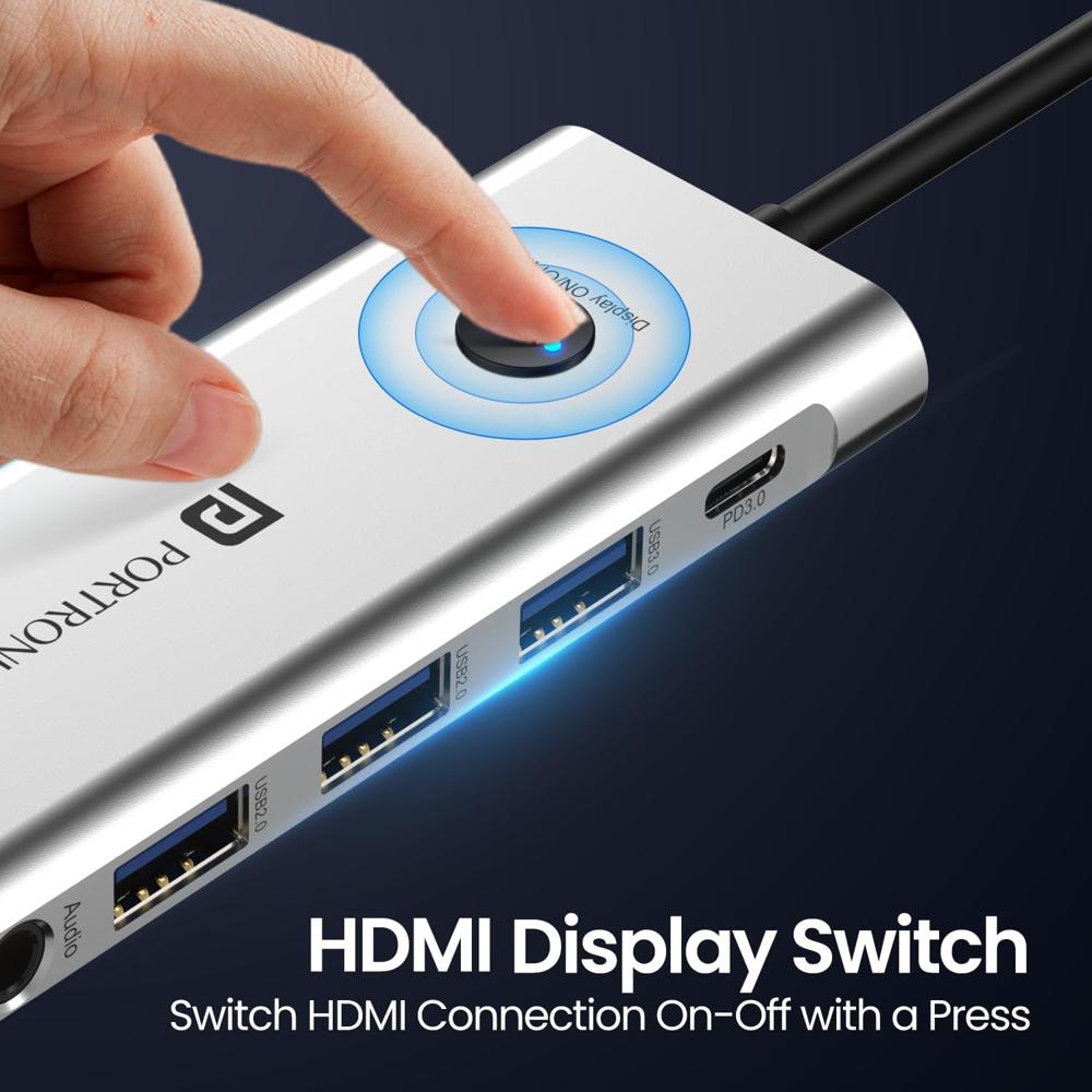 Portronics Mport One USB C Hub Dock (9-in-1) with 4K 60Hz HDMI, 3-Port USB,