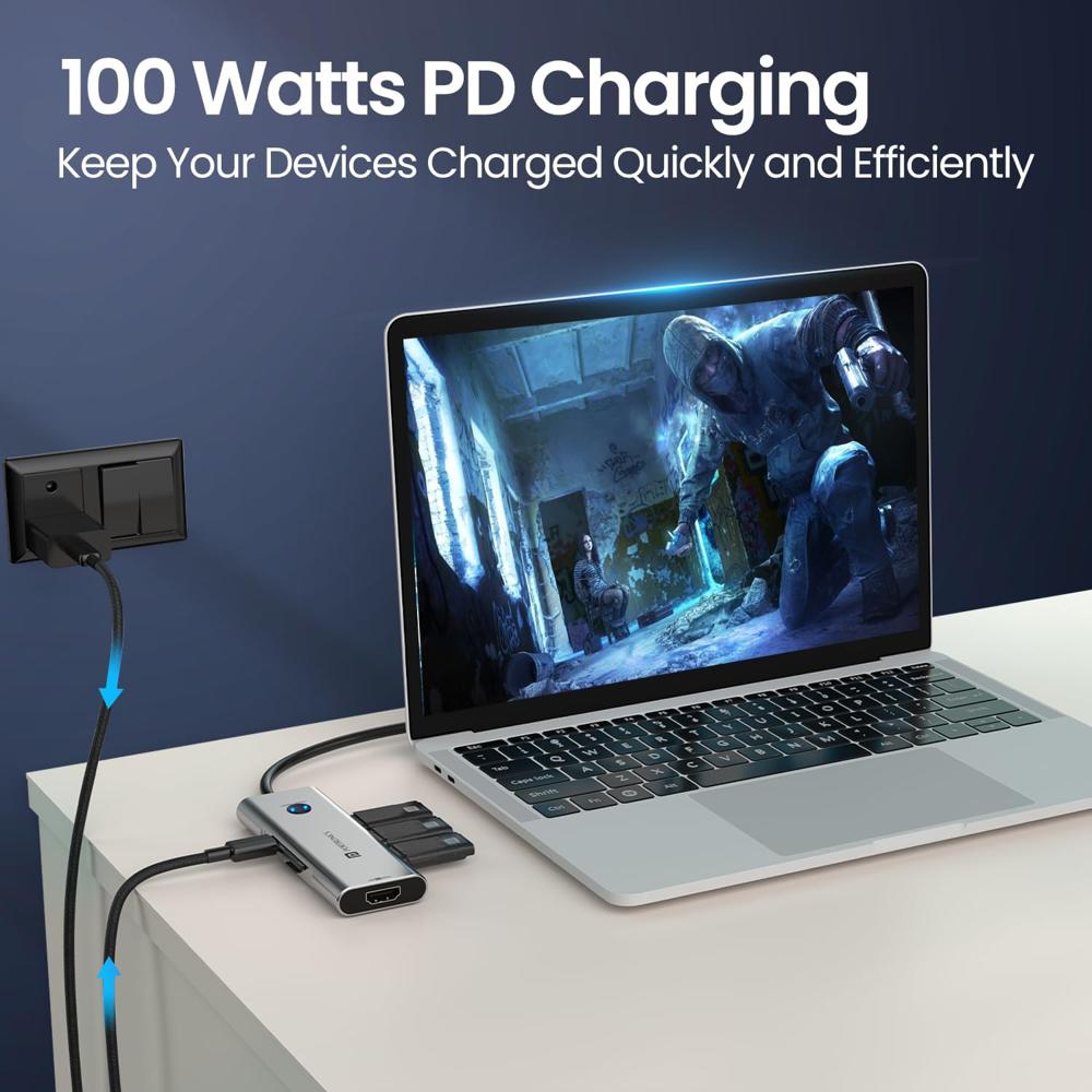 Portronics Mport One USB C Hub Dock (9-in-1) with 4K 60Hz HDMI, 3-Port USB,