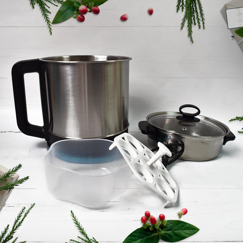 Soup Pot With Lid Stainless Steel Multi Cooker Kettle (800W / 2.5 Ltr.) - Size: 20*20*21
