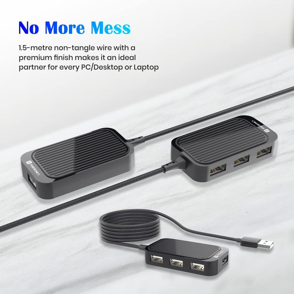 Portronics Mport 4D USB Hub Dock (4-in-1), Multiport USB Dock with Long Cable