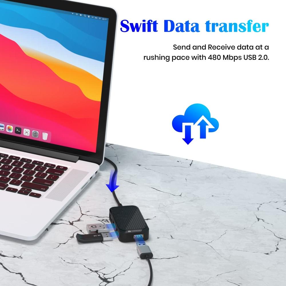 Portronics Mport 4D USB Hub Dock (4-in-1), Multiport USB Dock with Long Cable