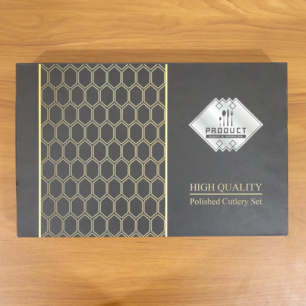 Premium Gold Finish Stainless Steel Cutlery Set with Luxury Gift Box (24 Pc Set)