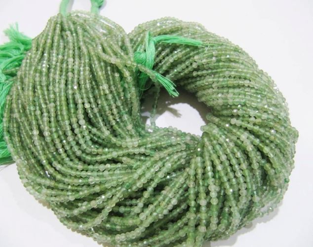 Natural Green Rutilated 2mm Rondelle Faceted Beads 13inch Long