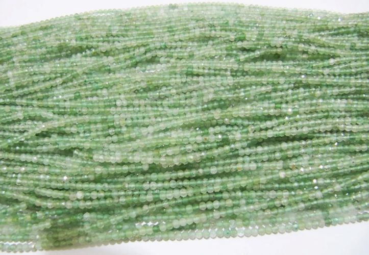 Natural Green Rutilated 2mm Rondelle Faceted Beads 13inch Long 