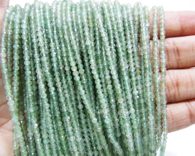 Natural Green Rutilated 2mm Rondelle Faceted Beads 13inch Long 
