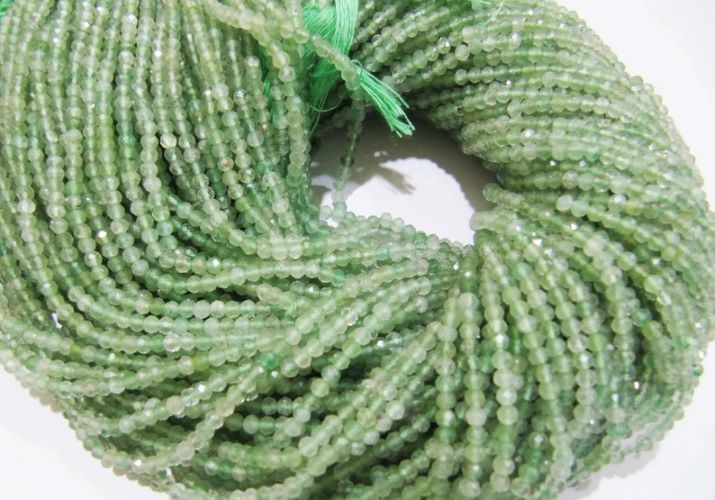 Natural Green Rutilated 2mm Rondelle Faceted Beads 13inch Long 