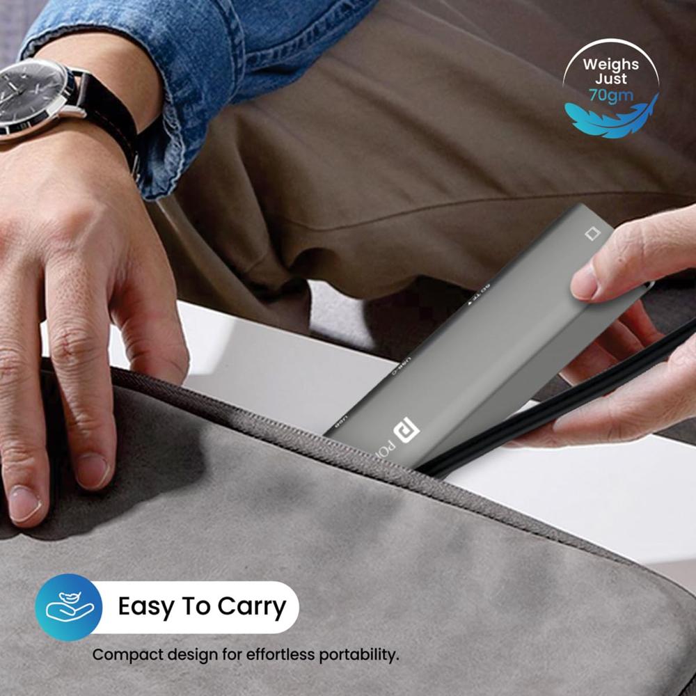 Portronics Mport 52 USB C Hub Dock (7-in-1), Multiport Adapter with 4K HDMI, 60 W PD Charging, USB