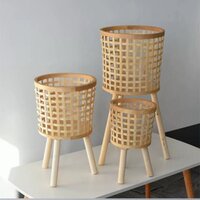 Bamboo Planters Bucket - Color: Natural Brown