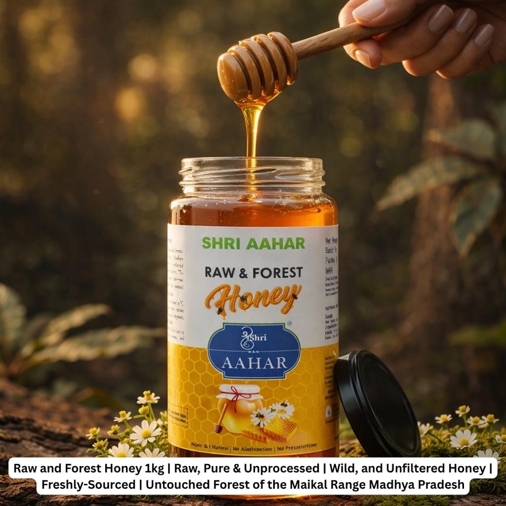 Raw and Forest Honey 1kg | Raw, Pure & Unprocessed | Wild, and Unfiltered Honey | Freshly-Sourced | Untouched Forest of the Maikal Range Madhya Pradesh