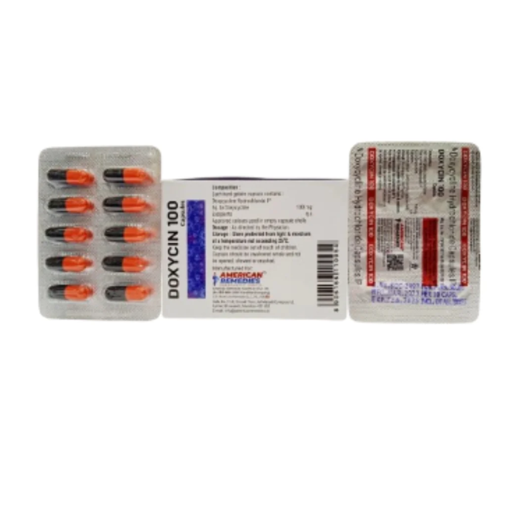 Doxycin 100 Capsules (doxycycline Hcl Capsules Ip 100 Mg) - Packaging Type: Box