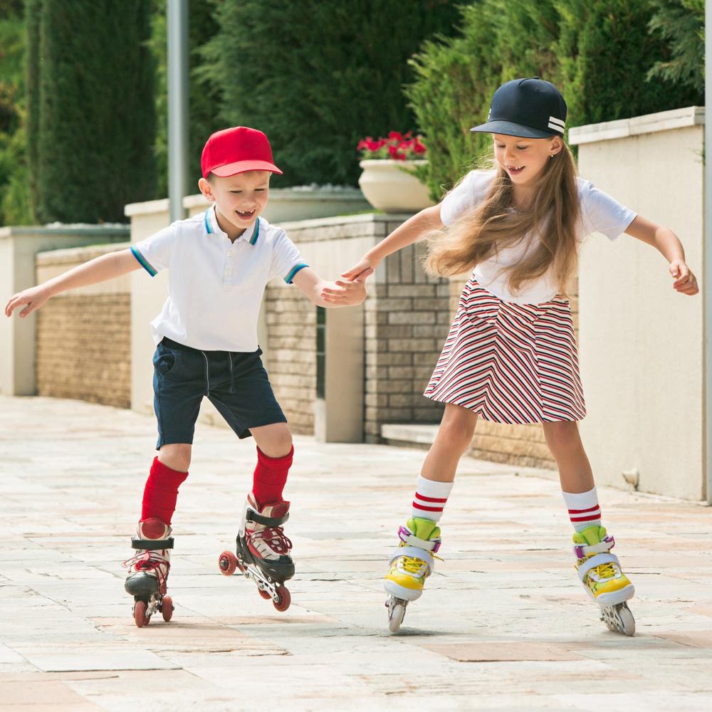 Inline Skates with LED Flashing Light Adjustable Length Premium Quality Skates Pair