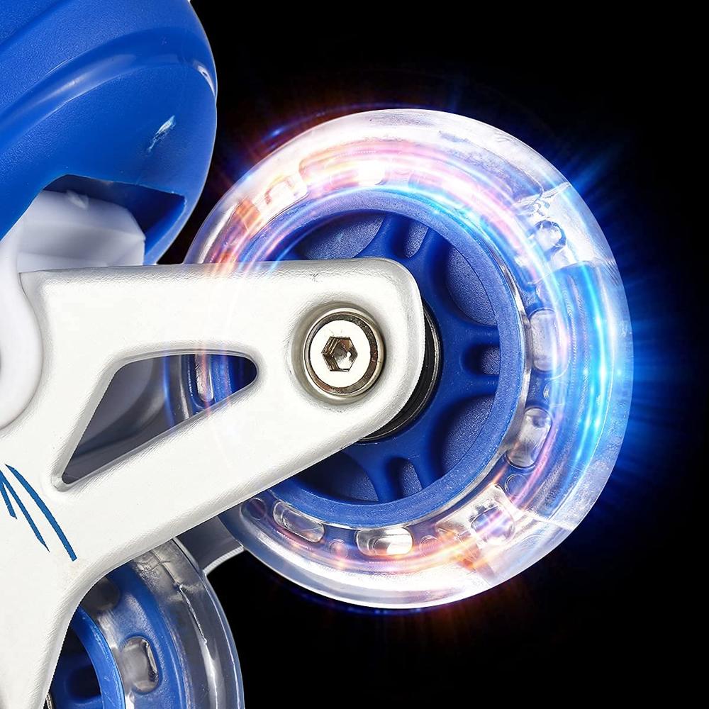 Inline Skates with LED Flashing Light Adjustable Length Premium Quality Skates Pair