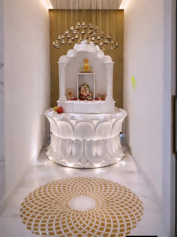 Solid White Marble Home Mandir