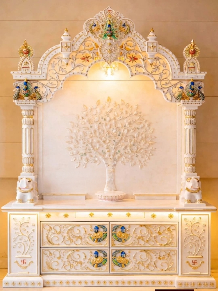 इंडोर मकराना व्हाइट मार्बल मंदिर