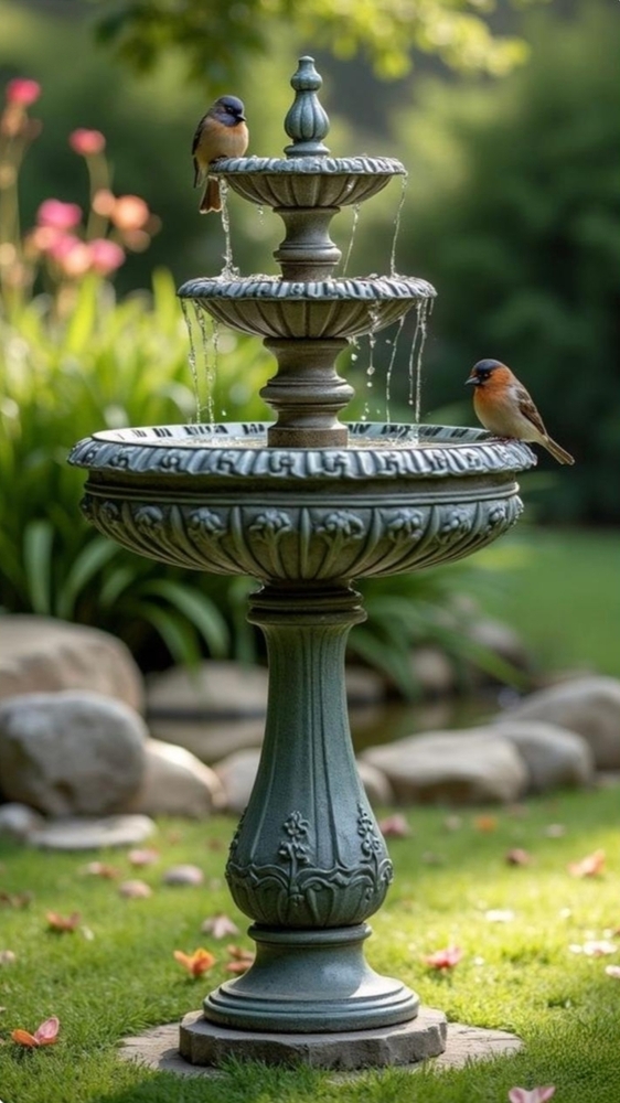 Black Stone Classic Tiered Garden Water Fountain