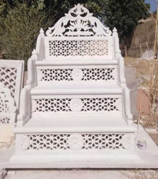 Handcrafted White Marble Masjid Mimbar