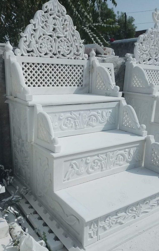 Handcrafted White Marble Masjid Mimbar