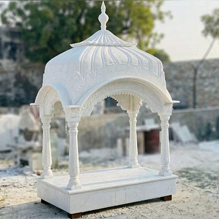 Hand Carved White Marble Palki Sahib