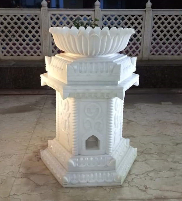 White Marble Tulsi Pot