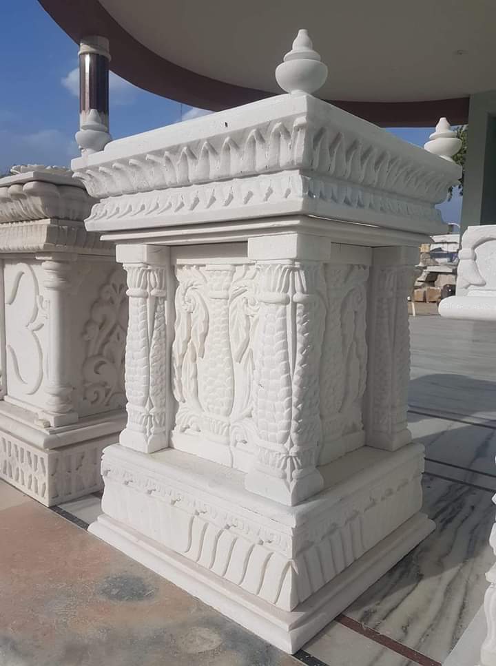 Pure Makrana White Marble Tulsi Pot