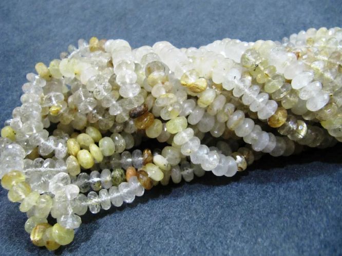 Golden Rutilated quartz Rondelle Faceted 8 to 9mm Golden Rutile faceted Strands 8inches long