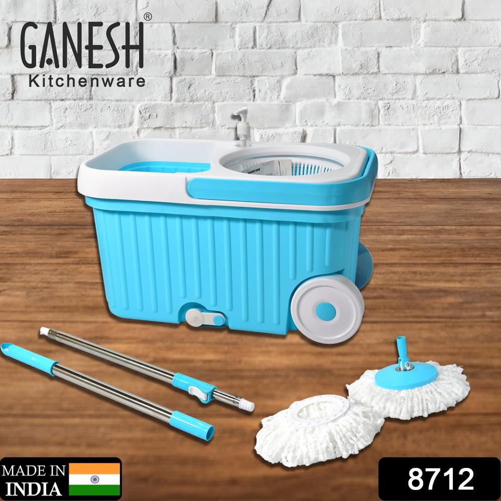Sporty Plastic Spin Mop With Bigger Wheels & Auto Fold Handle For 360 Cleaning - Color: Mix