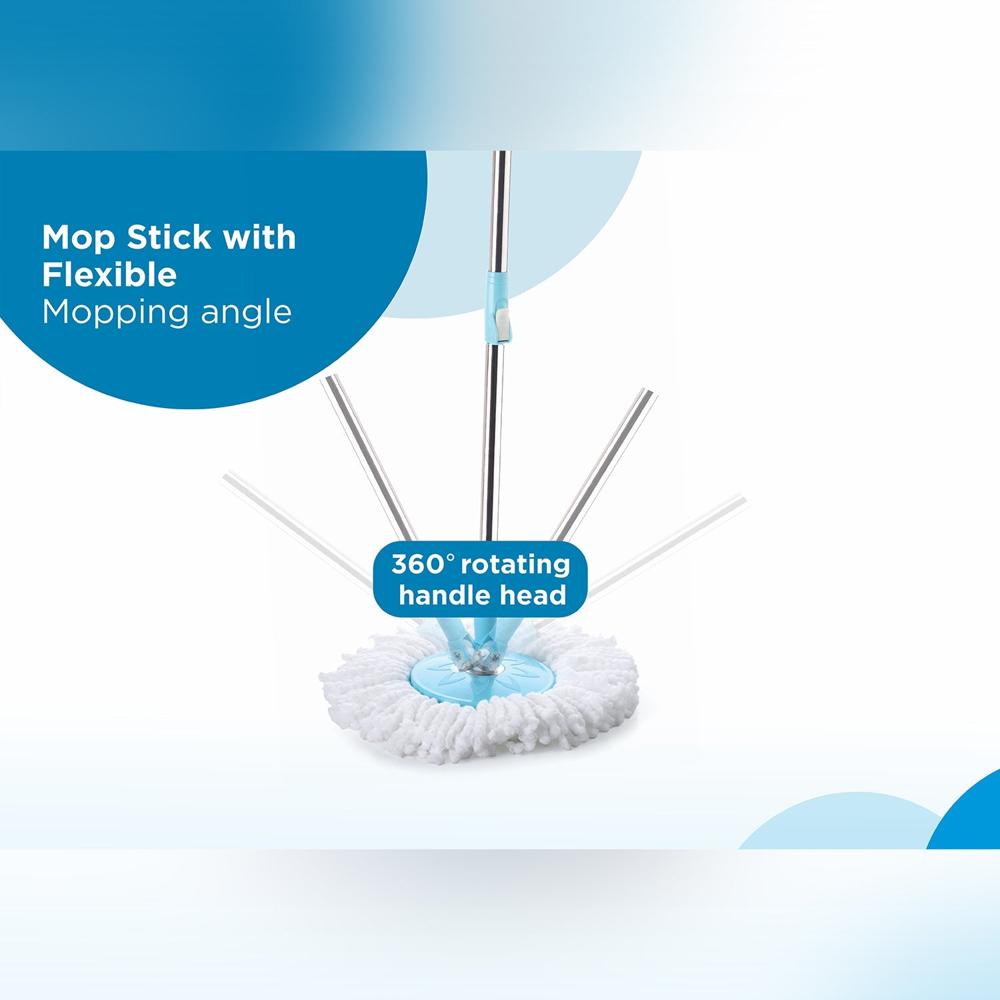 Sporty Plastic Spin Mop with Bigger Wheels & Auto Fold Handle for 360 Cleaning