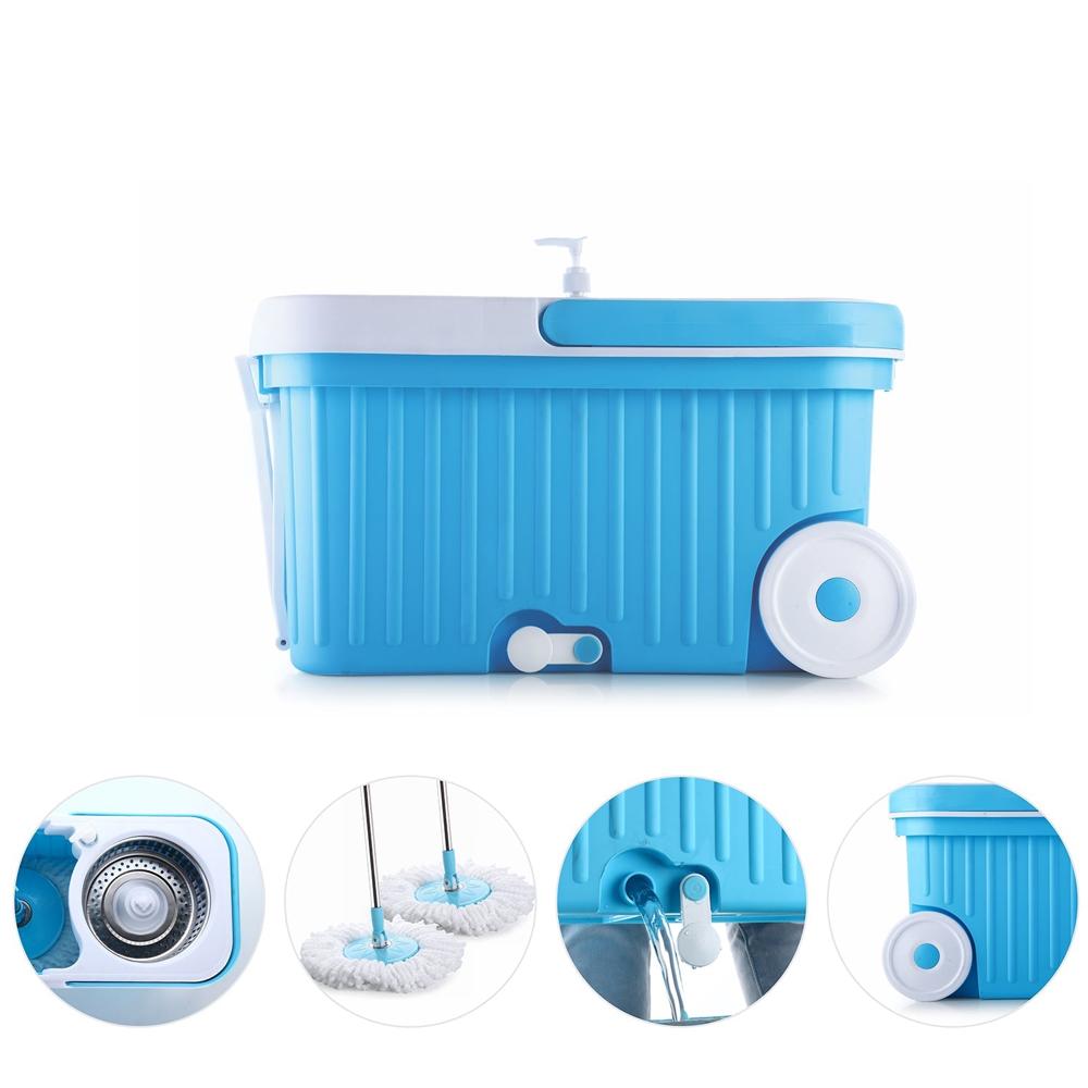 Sporty Plastic Spin Mop with Bigger Wheels & Auto Fold Handle for 360 Cleaning