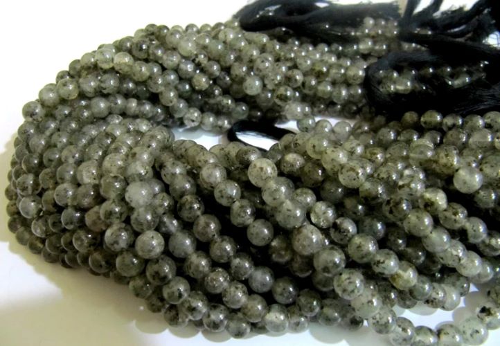 Natural Genuine Black Rutilated Round Plain Smooth 6 mm Beads Strand 13 Inches Long