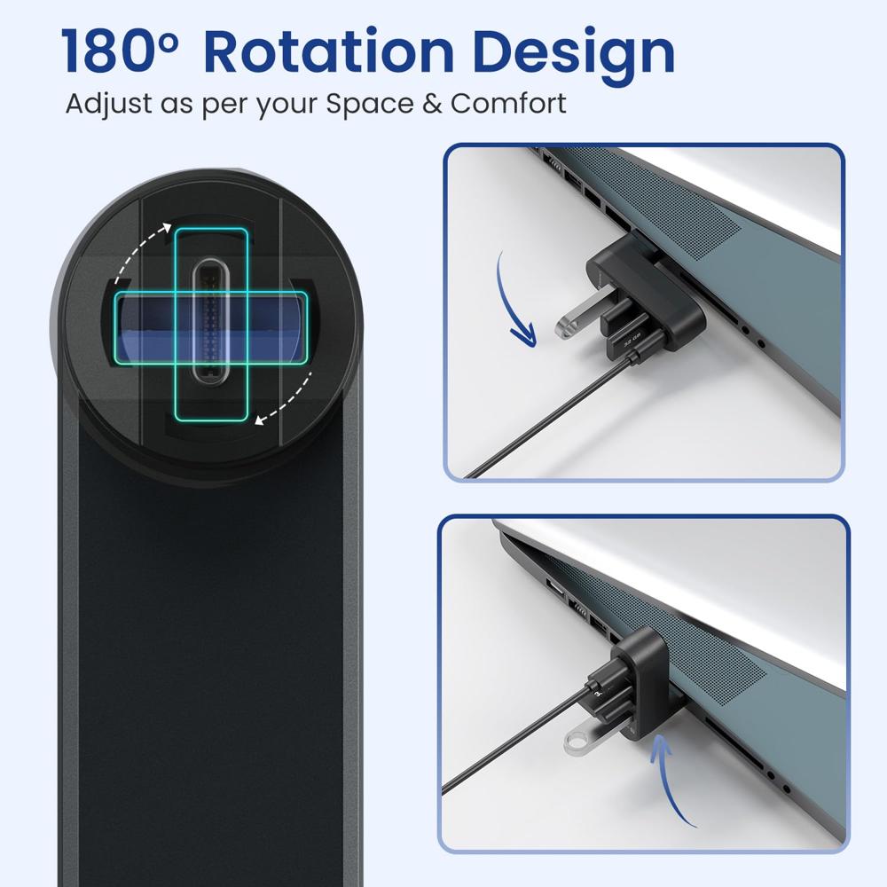 Portronics Mport Spin C, 4-in-1 Rotating USB Hub with Type-C Connector,