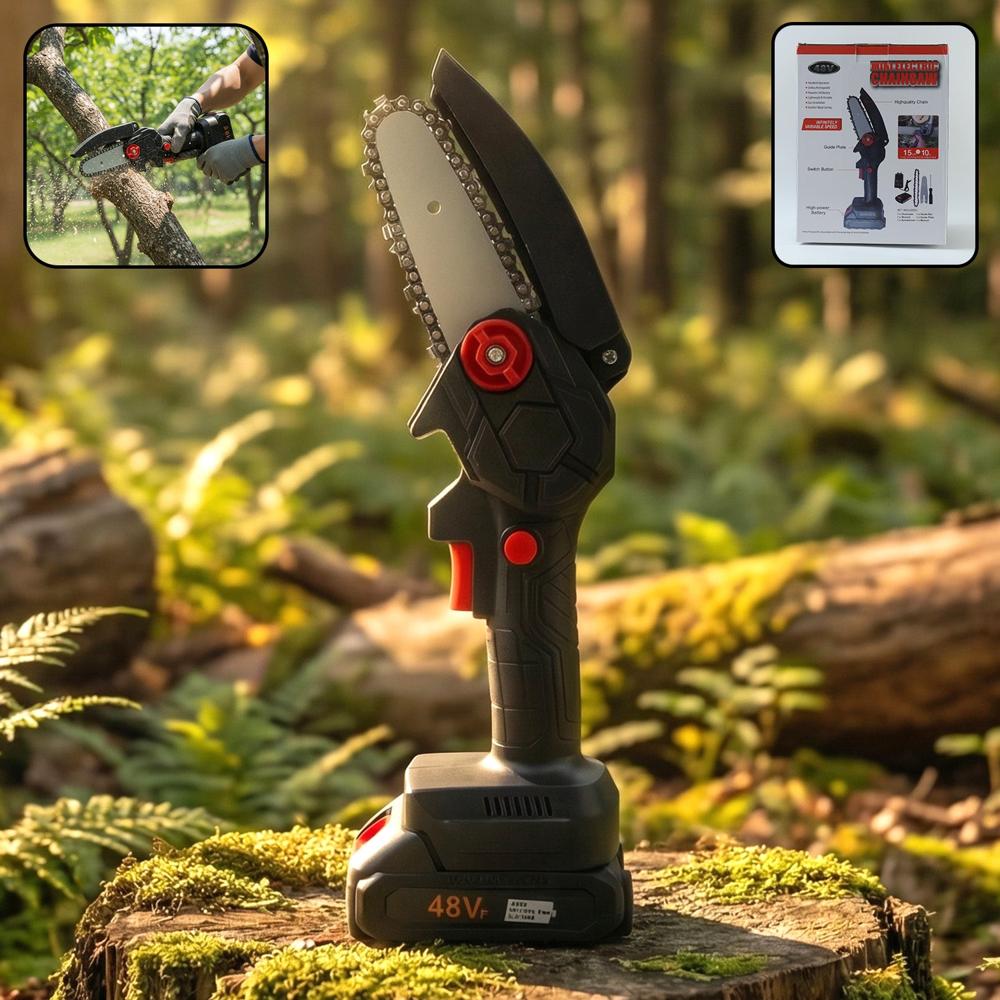Mini Electric Cordless Chainsaw (1 Set, 48V, 24 Cm Long) - Body Material: Plastic/Metal