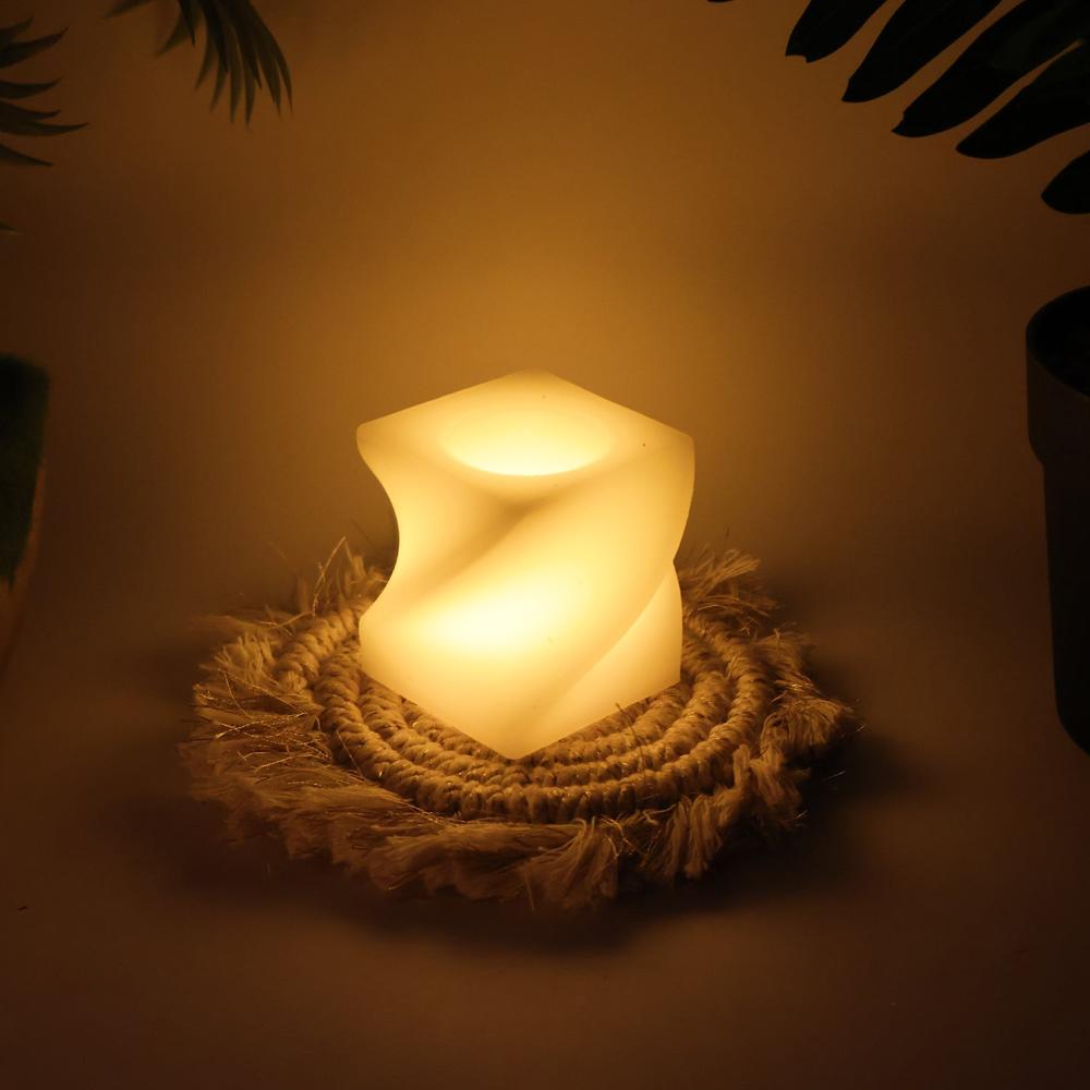 Set Of 12 Led Flameless Decorative Candles Square Shape Tealight Lamps - Color: Mix