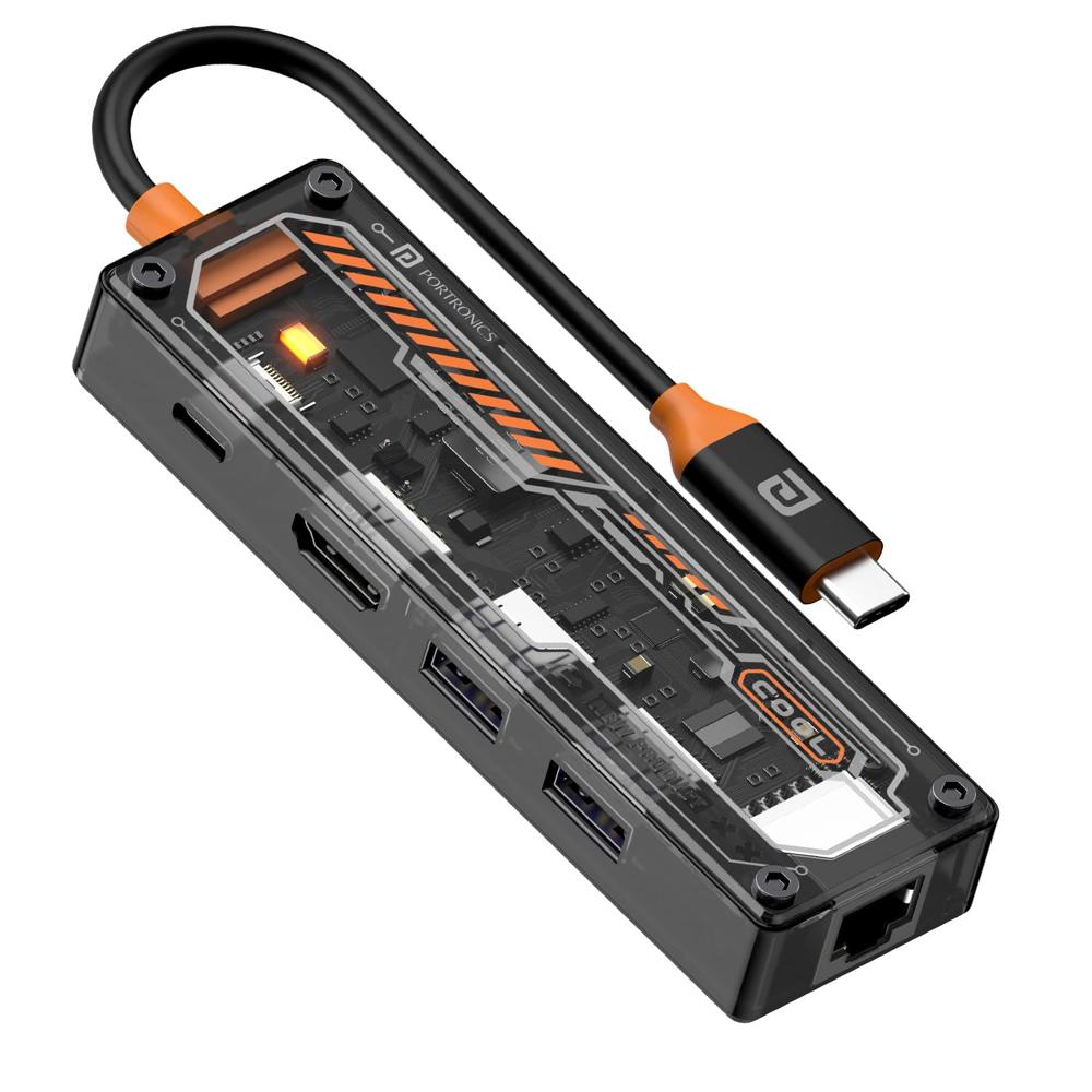 Portronics MPort View One 5-in-1 USB Type-C USB Hub/Docking Station,Type-C PD&Data, USB 3.0 SuperSpeed,USB