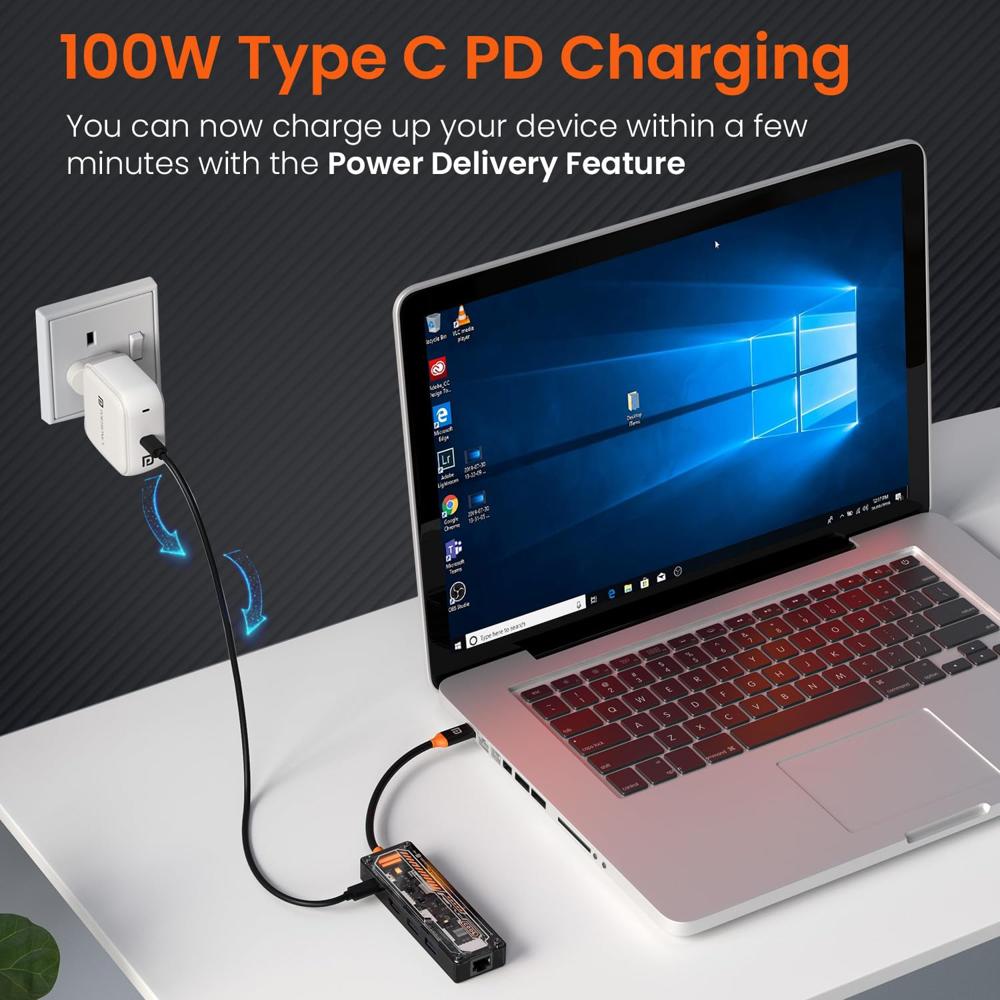 Portronics MPort View One 5-in-1 USB Type-C USB Hub/Docking Station,Type-C PD&Data, USB 3.0 SuperSpeed,USB