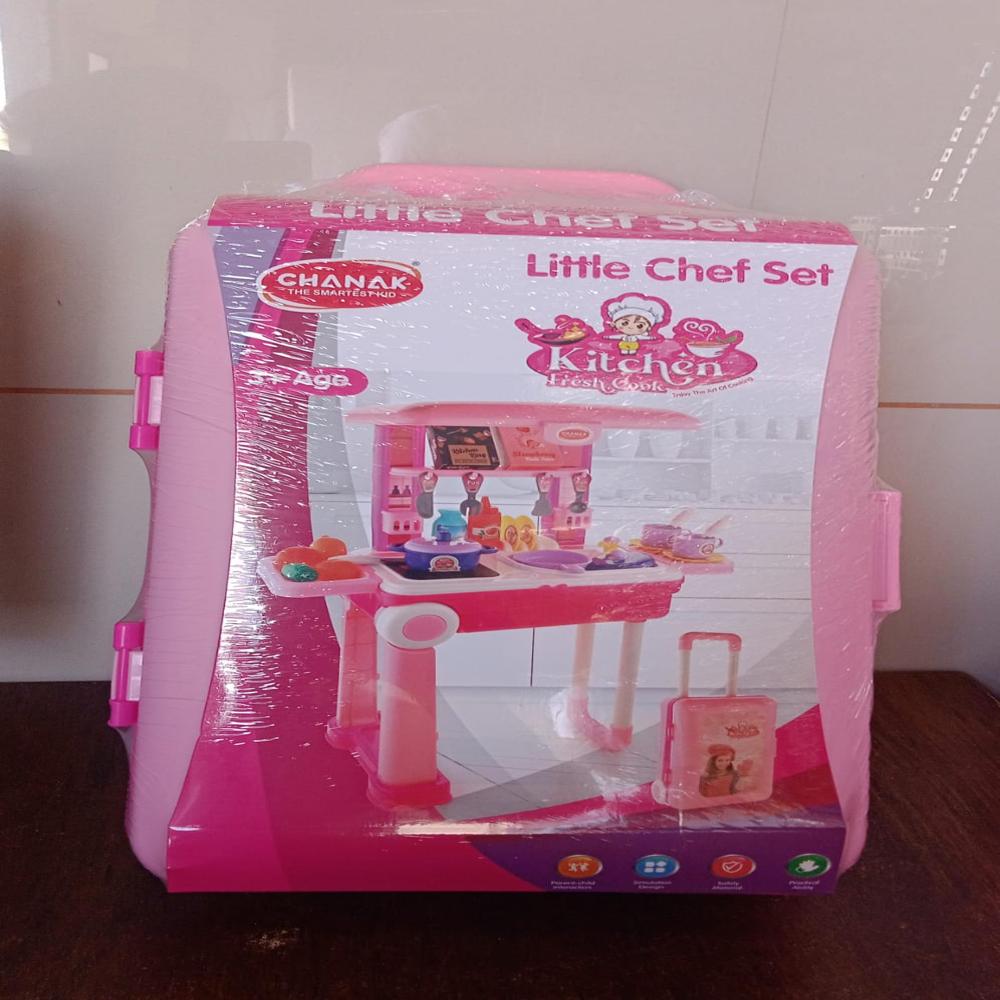 Kitchen Set Kids With Suitcase Role Play Cooking Toy For Girls & Boys (3+) - Material: Plastic