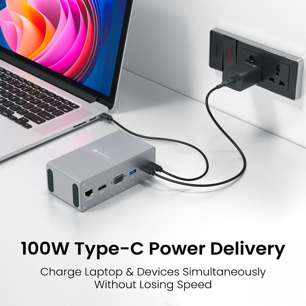 Portronics Mport Vault 13-in-1 USB-C Metal Docking Station, 100W PD Charging, 4K@30Hz