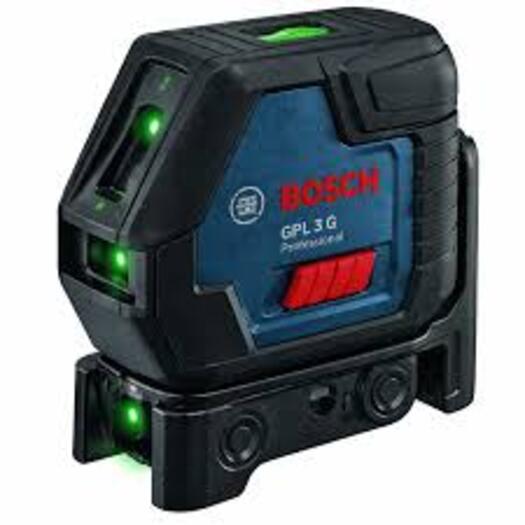 Bosch Point Laser Gpl3g - Robust Plastic With Rubber Overmold, Ip65, 535 Nm Green Laser | 3-point Self-leveling, 30m Range, Magnetic Mount