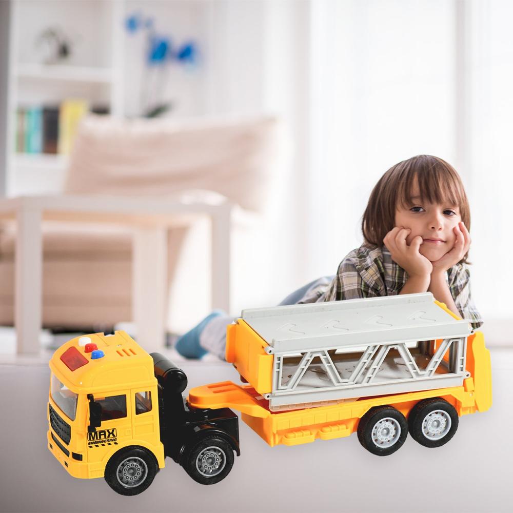 Realistic Long-Haul Toy Vehicle Transport Playset With Lights And Sound - Color: Yellow