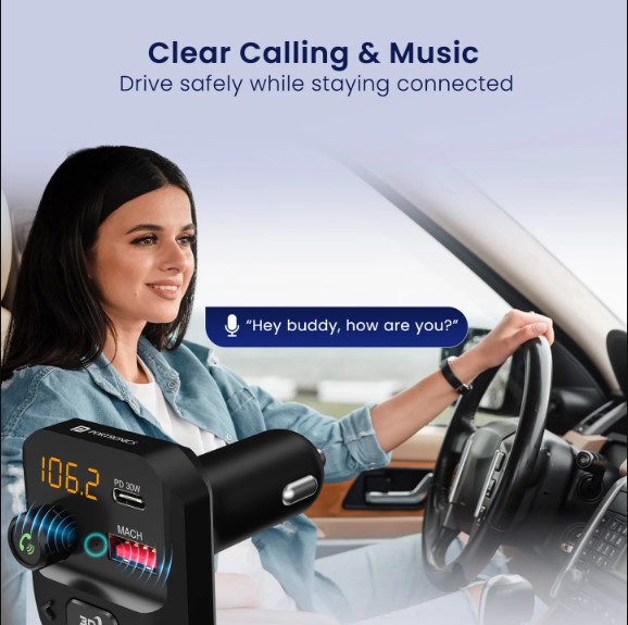 PORTRONICS AUTO 10 PLUS 30W Type-C PD |18W USB |Hands-Free Calling & Music