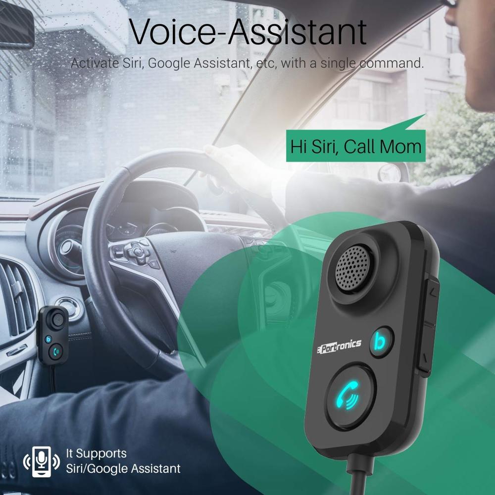 Portronics AUTO 12 in-Car Bluetooth Receiver for Handsfree Calling, Music System, Supports All Smartphones