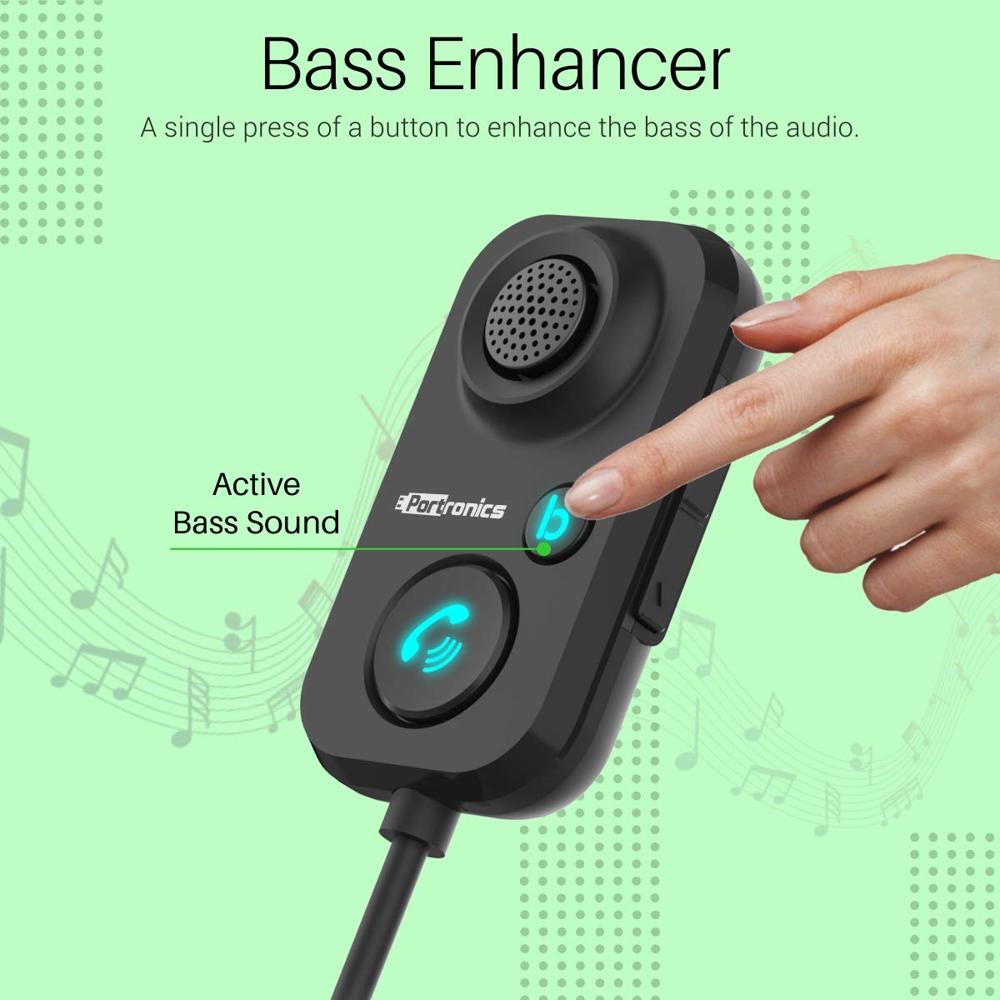 Portronics AUTO 12 in-Car Bluetooth Receiver for Handsfree Calling, Music System, Supports All Smartphones