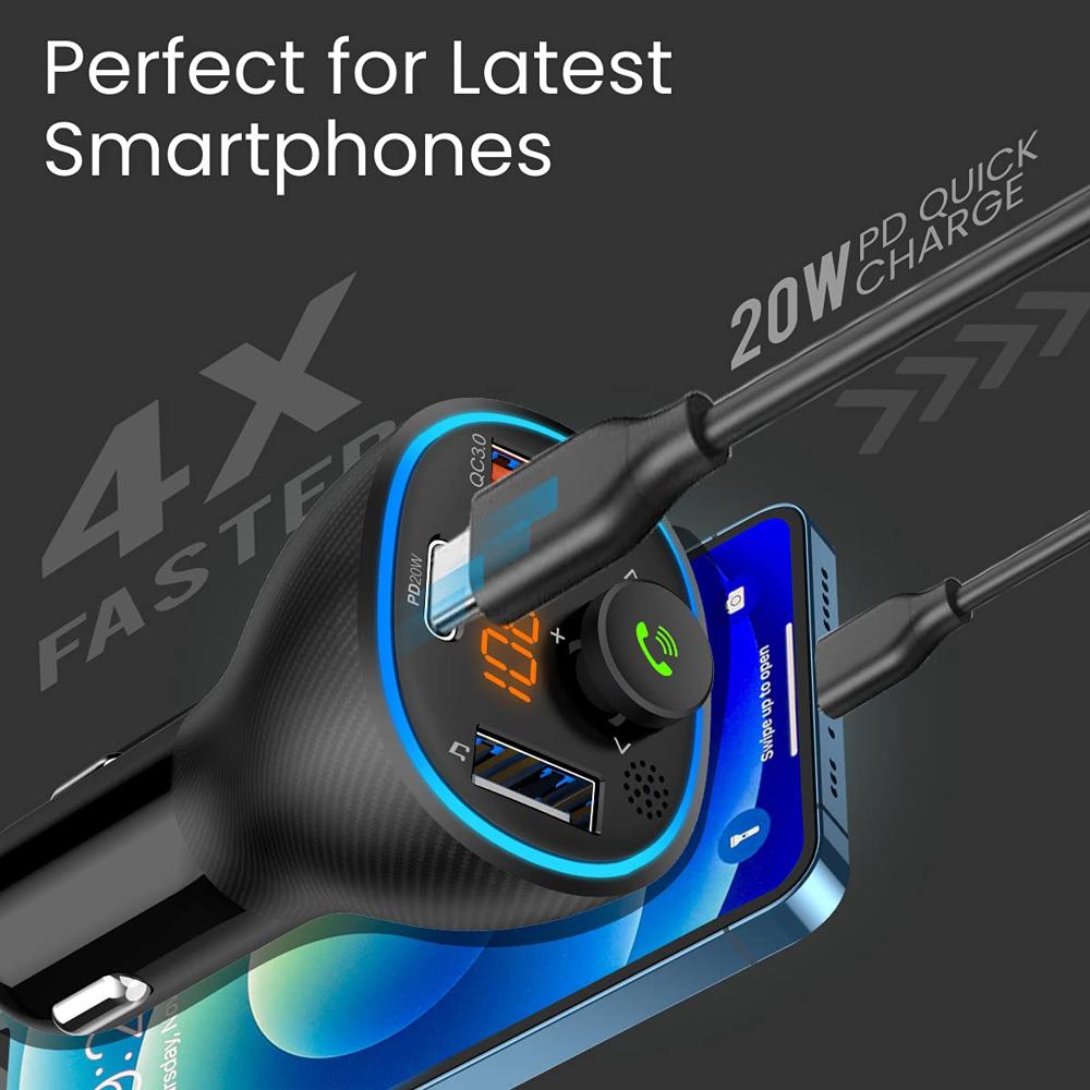 Portronics Auto 15 Bluetooth - FMTransmitter in-Car Radio Adapter for Hands-Free Calling, Music