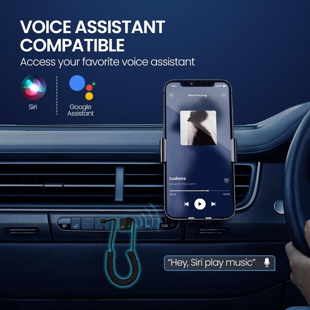 Portronics Auto 21 Car Bluetooth Receiver with Hands-Free Calling, Playing Music, 85 cm Coiled Cable