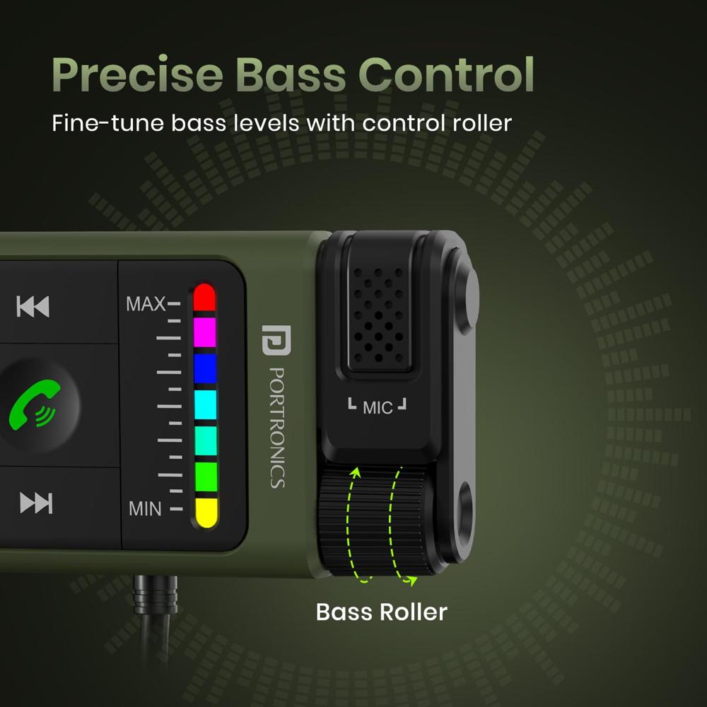 Portronics Auto Tune Car Bluetooth Receiver with Hands-Free Calling, Playing Music,