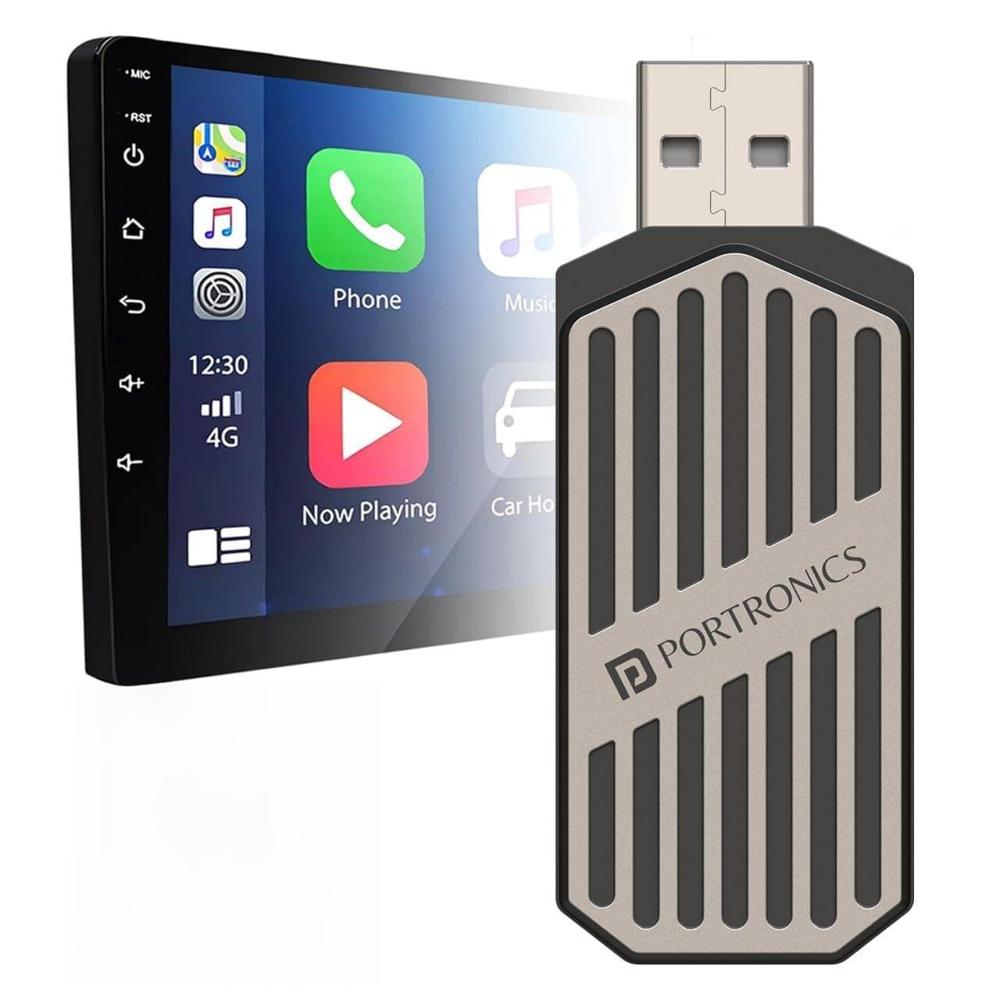 Portronics Tune, 2-in-1 Wireless Car Receiver, Converts Wired Auto Android & CarPlay to Wireless, Bluetooth Connectivity, Only for