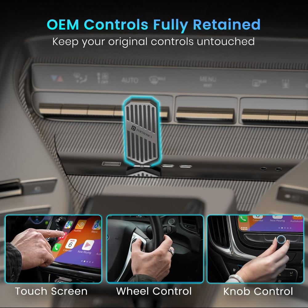 Portronics Tune, 2-in-1 Wireless Car Receiver, Converts Wired Auto Android & CarPlay to Wireless, Bluetooth Connectivity, Only for
